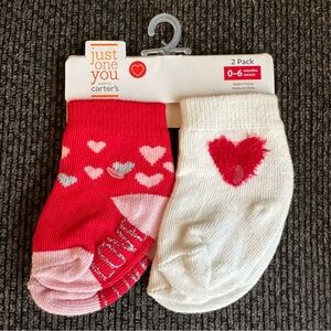 Carters baby girls valentines socks 0-6 months